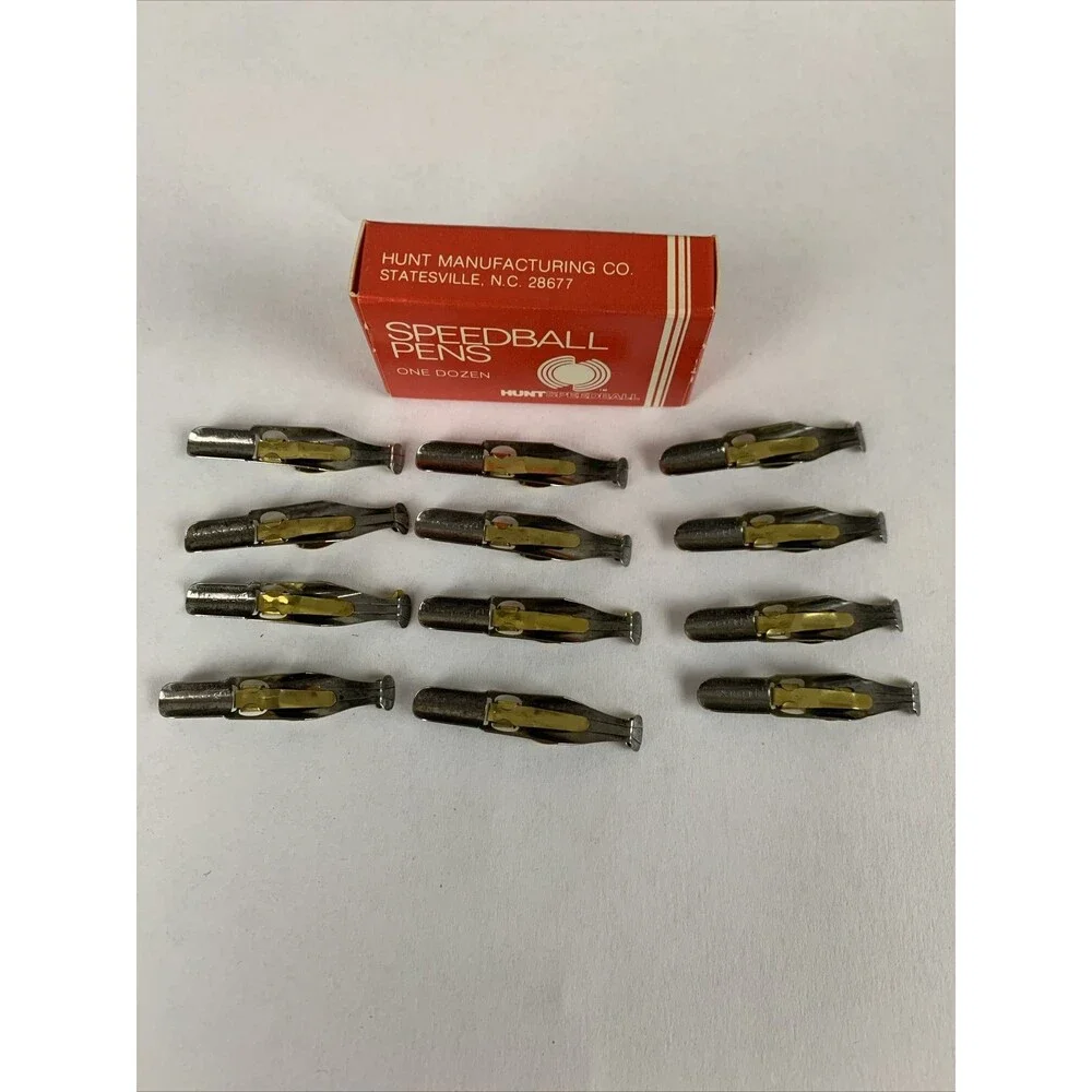 Vintage HUNT SPEEDBALL PENS D-0 Oval Easy To Use Calligraphy Pen Nibs (12)